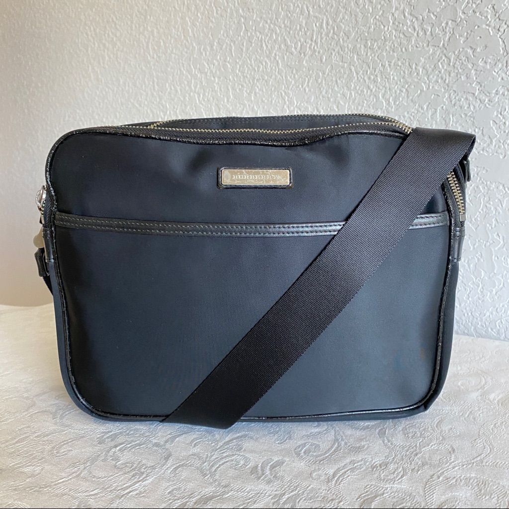 Burberry Black Nylon Double Zip Crossbody Bag